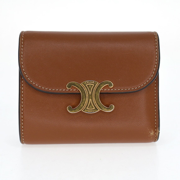 Celine Triomphe Brown Flap Wallet - Picture 1 of 9